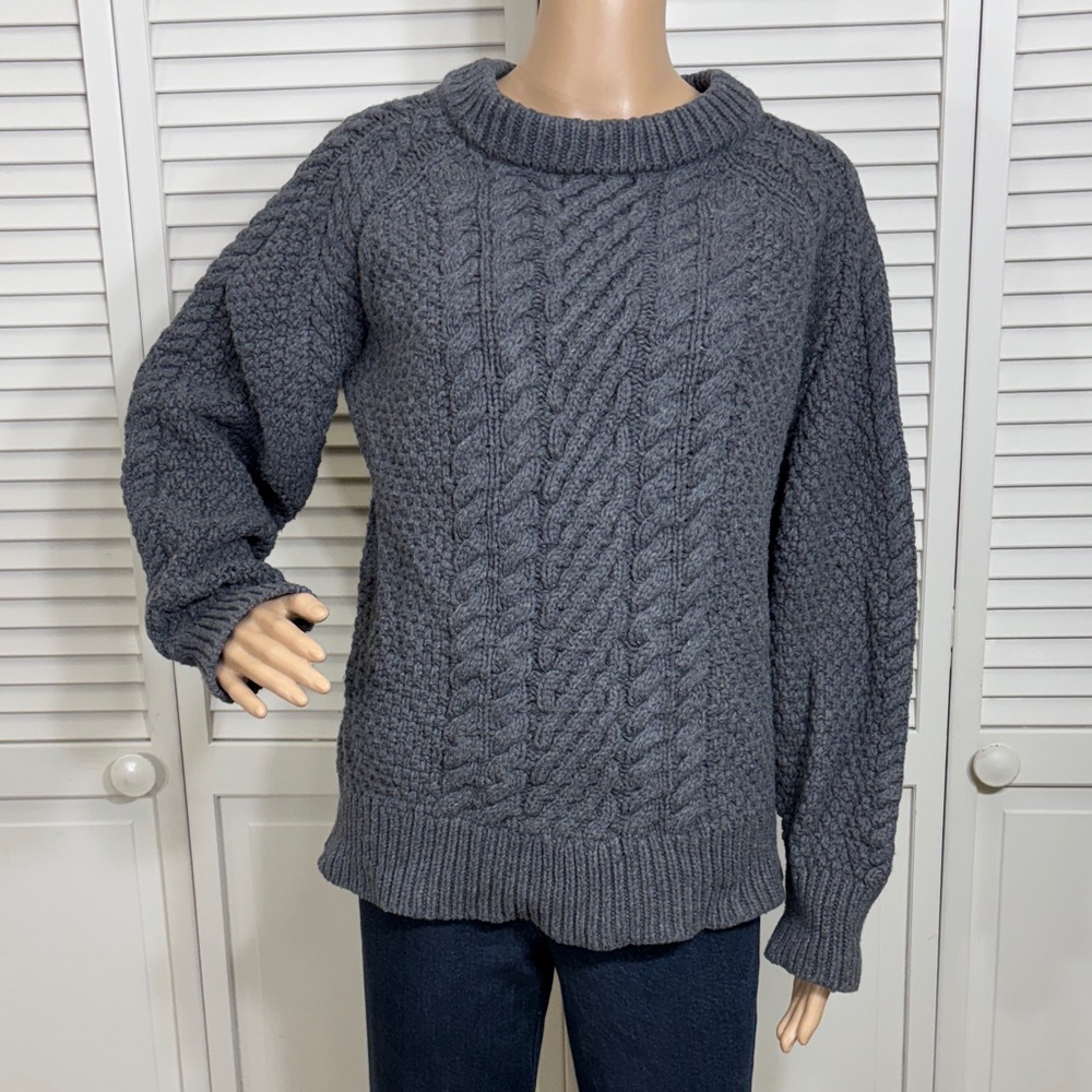 Modern Citizen Charcoal Cable Knit Women's Sweater Cotton & Wool Blend Medium